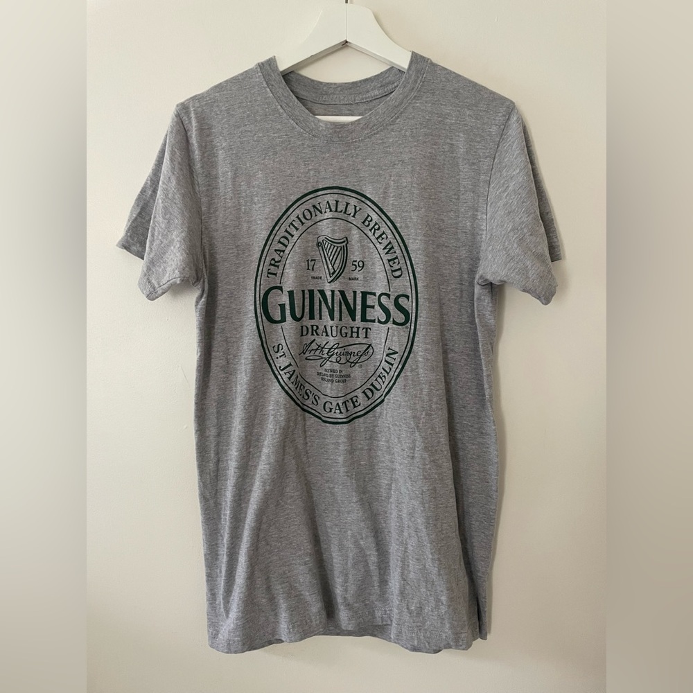 Guinness Gray Tee with Dark Green Logo - Men's Short Sleeve